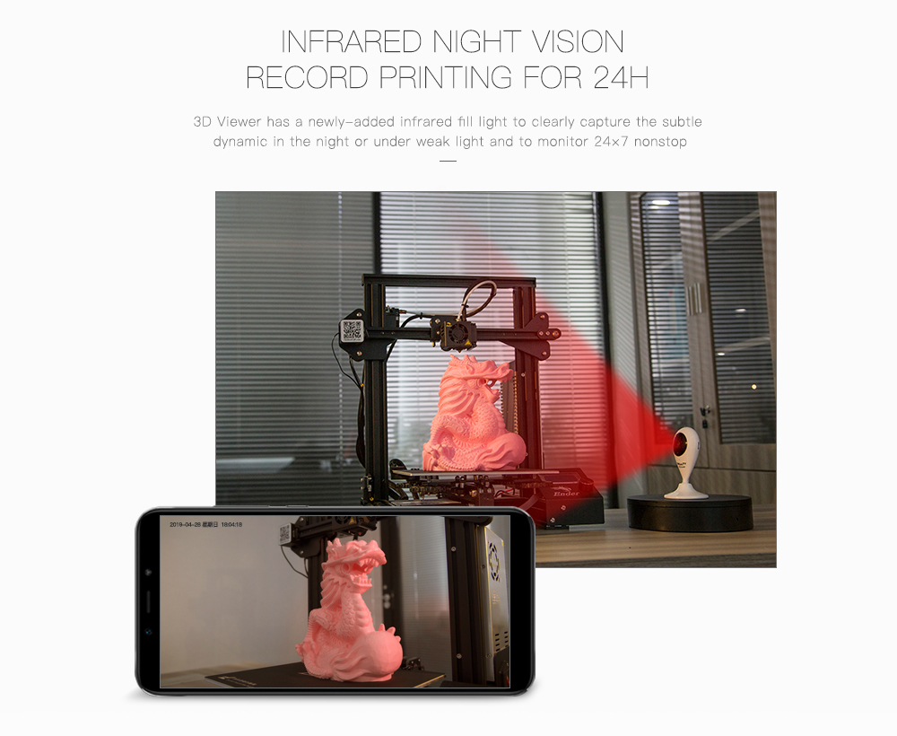 Creality 3D Viewer HD Camera for Printer Remote Control Monitor / Infrared Night Vision / Intelligent Interaction